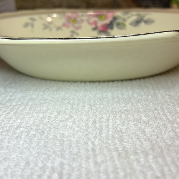W.S.George Vintage 1940’s Blossoms Serving Dish/Bowl 9.1/4”x7”x2” Silver-Pink - Picture 7 of 13